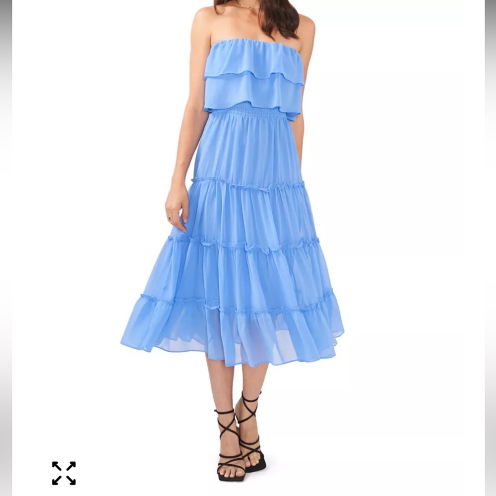 1. STATE strapless maxi dress iris blue